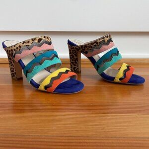 Cole Haan Emilia Block Heel Mule Sandals Multi Color Size 5.5